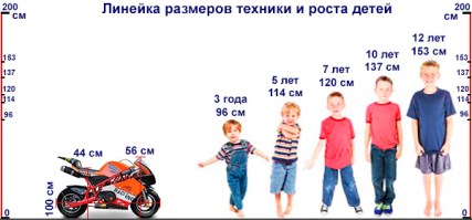 Линейка роста детей и размеров минимото MOTAX 50