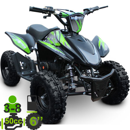 Детский квадроцикл Motax ATV X-15 черный+зеленый 3/4
