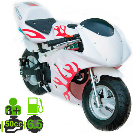 Минибайк Nitro Pocketbike PS77 Flame 50cc 2т R6.5