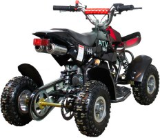 Детский квадроцикл ATV H4 mini 50 2т черный+красный сзади 3/4 1