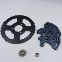 Стандартный комплект цепь T8F 136 звеньев + ведущая звезда T8F 11T + ведомая звезда T8F 58T 35 мм для миникросса 49сс 2Т сверху