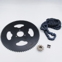 Понижающий комплект цепь T8F 166 звеньев + ведущая звезда T8F 11T + ведомая звезда T8F 74T 35 мм для детского бензинового мотоцикла 49сс 2Т сзади