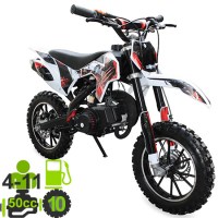 Детский мотоцикл MOTAX 50cc 2т R10 электростартер белый+красный