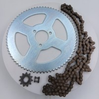 Стандартный комплект цепь + звезды для детского электрического квадроцикла 25H 144L + 25H 11T + 25H 72T 29 мм