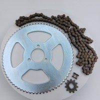 Стандартный комплект цепь + звезды для детского электрического квадроцикла 25H 144L + 25H 11T + 25H 72T 29 мм