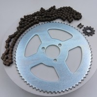 Стандартный комплект цепь + звезды для детского электрического квадроцикла 25H 144L + 25H 11T + 25H 72T 29 мм