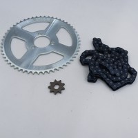 Усиленный комплект цепь T8F 98 звеньев + ведущая звезда T8F 9T + ведомая звезда T8F 54T 29 мм для детского электрического квадроцикла